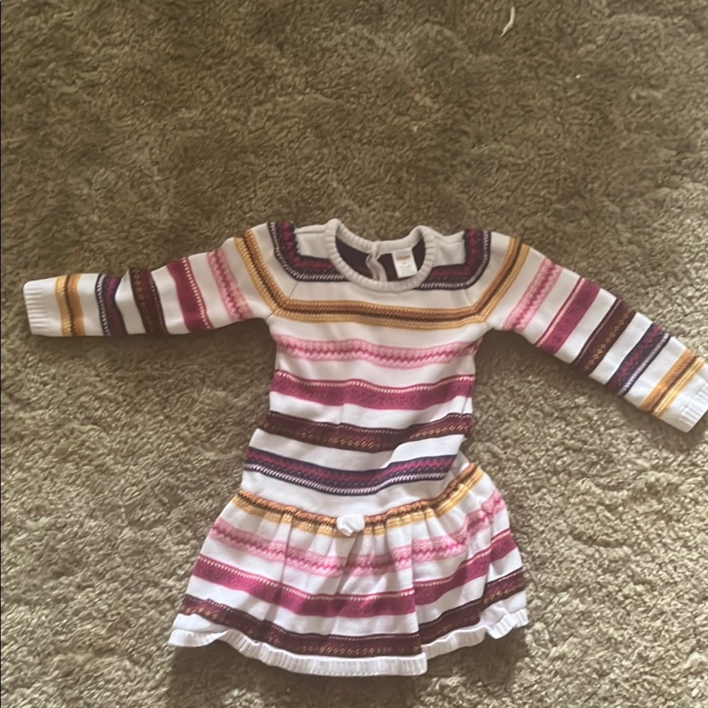 Gymboree Striped Knit Dress in Pink, Brown, and White